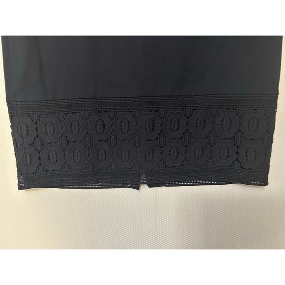 Talbots Navy Blue Pencil Skirt Lace Hem Knee Length Size 16 Petite - Picture 2 of 10